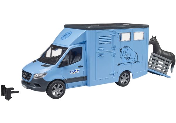 CAMION MERCEDES-BENZ SPRINTER TRANSPORTE CABALLOS CON 1 CABALLO 1:16