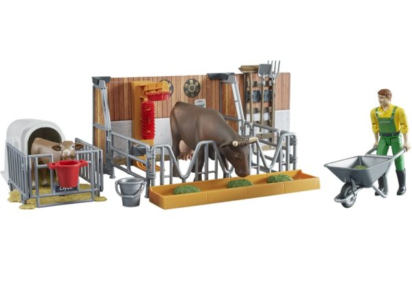 ESTABLO BWORLD COMPLETO CON GRANJERO Y ANIMALES 1:16