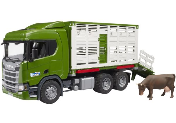 CAMION SCANIA 560R 6x4 TRANSPORTE GANADO CON VACA 1:16