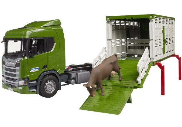 CAMION SCANIA 560R 6x4 TRANSPORTE GANADO CON VACA 1:16 - Imagen 2