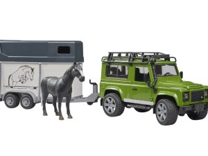 JEEP LAND ROVER DEFENDER CON REMOLQUE CABALLOS 1:16