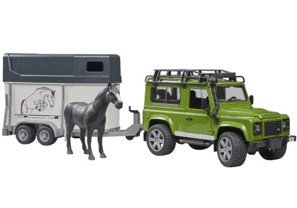 JEEP LAND ROVER DEFENDER CON REMOLQUE CABALLOS 1:16