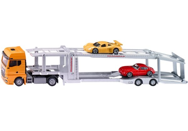 CAMION MAN 4X2 TRANSPORTE AUTOMOVILES CON 2 AUTOS 1:50