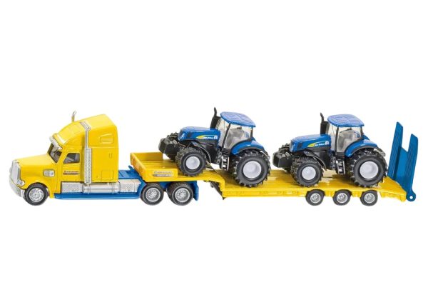 CAMION FREIGHTLINER CAMA BAJA CON 2 TRACTORES NEW HOLLAND 1:87