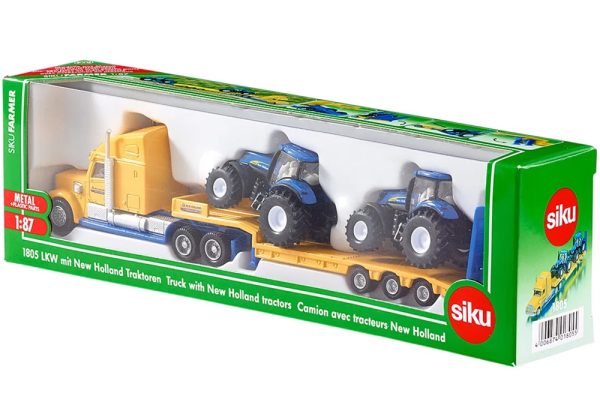 CAMION FREIGHTLINER CAMA BAJA CON 2 TRACTORES NEW HOLLAND 1:87 - Imagen 2
