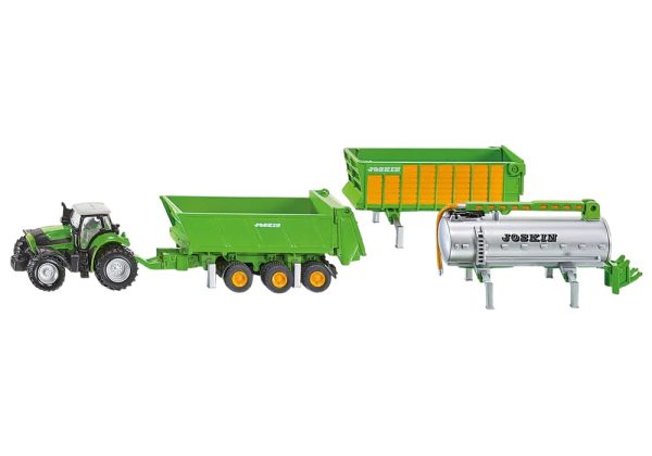 TRACTOR DEUTZ-FAHR AGROTON X720 CON 3 REMOLQUES 1:87