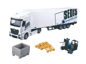 CAMION MERCEDES-BENZ ACTROS 4x2 CON SEMIRREMOLQUE-GRUA HORQUILLA-ACCESORIOS 1:43