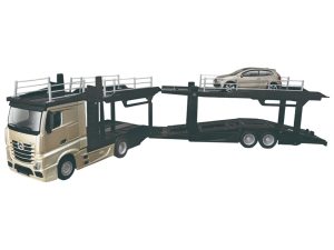 CAMION MERCEDES-BENZ ACTROS 4x2 TRANSPORTE AUTOMOVILES CON VOLKSWAGEN POLO GTI MK5 1:43