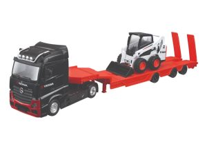 CAMION MERCEDES-BENZ ACTROS GIGASPACE 4x2 CAMA BAJA CON BOBCAT SKID-STEER 1:43