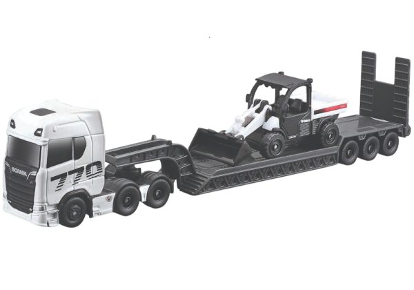 CAMION SCANIA 770S A 6x4 CAMA BAJA CON MINICARGADOR BOBCAT-PALA 22x3x5CM