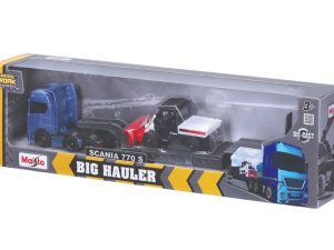 CAMION SCANIA 770S 6x4 CAMA BAJA CON MINICARGADOR BOBCAT-PALA 1:64