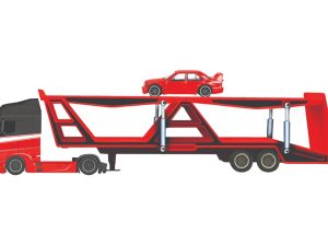 CAMION MERCEDES-BENZ ACTROS 1851 TRANSPORTE AUTOMOVILES CON MERCEDES-BENZ 190E 1:64