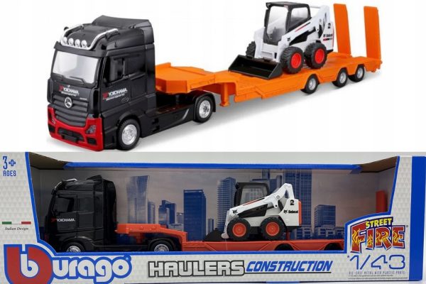 CAMION MERCEDES-BENZ ACTROS GIGASPACE 4x2 CAMA BAJA CON BOBCAT SKID-STEER 1:43 - Imagen 3