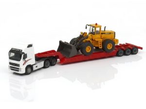 CAMION VOLVO FH12 6x4 CAMA BAJA CON BULLDOZER VOLVO L150C1:87